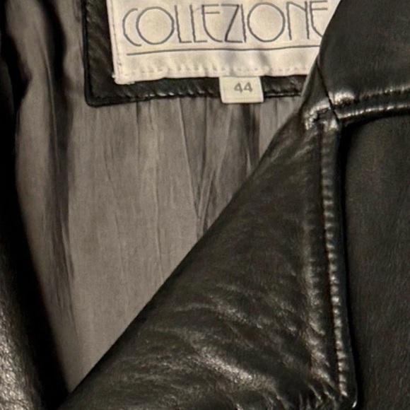Collezione Vintage Lambsuede Leather Jacket 44 Black Bomber Moto Italy “Flaw” - Picture 6 of 7